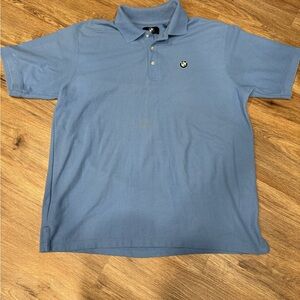 Vintage BMW Men's Light Blue Polo Shirt
